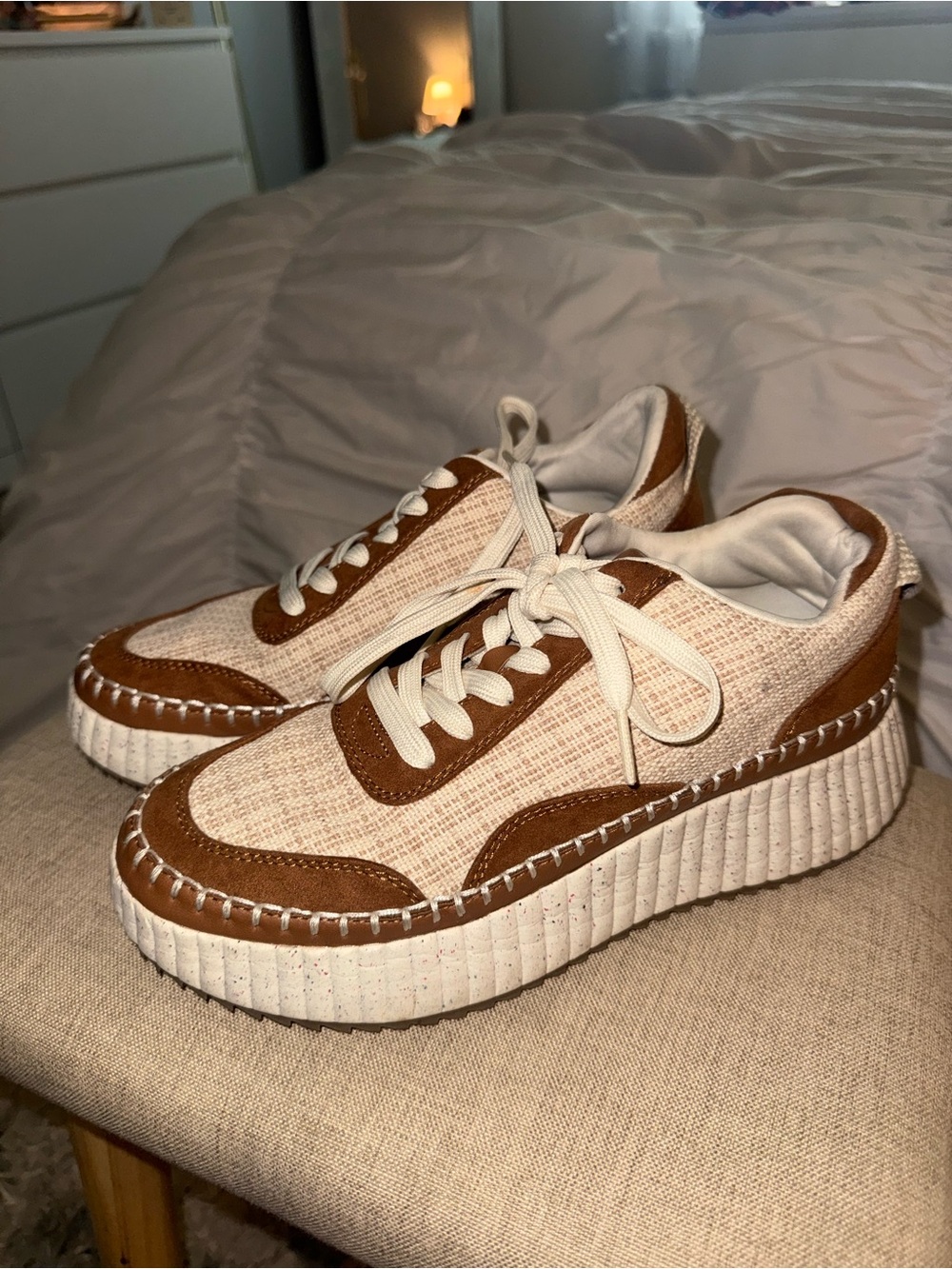 Target Women's Cream and Brown Platform Sneakers